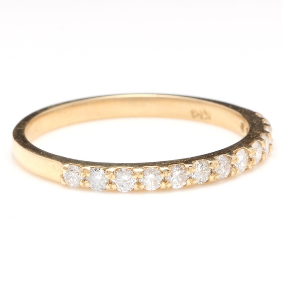 Splendid .35Ct Natural Diamond 14KY Gold Band Ring - Picture 2 of 7